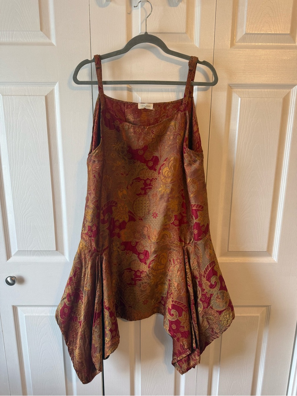 Women's Red and Gold Brocade Tunic Top